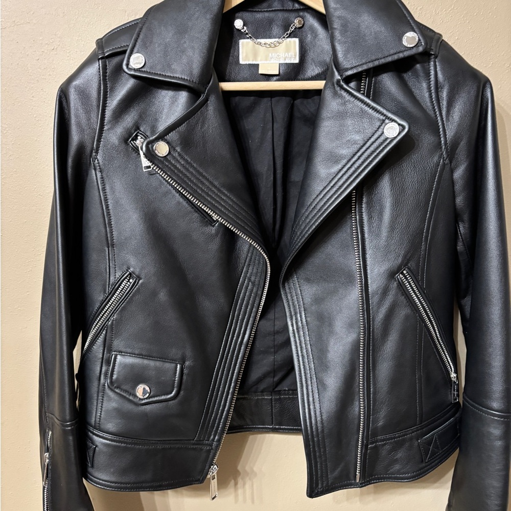 Michael Kors Black Leather Biker Jacket